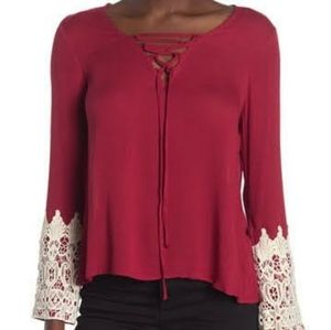 Sold Out LIV LOS ANGELES Long Sleeve Lace Gauze Blouse